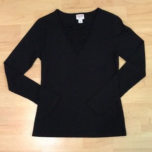 Strappy black long sleeve